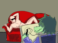 1boy 1girl alligator anthro artist:klekianon convenient_censor drawing i_wani_hug_that_gator inco nude olivia paint_me_like_one_of_your_french_girls painting parody pose sofa // 7200x5400 // 2.8MB