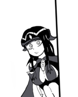 1girl artist:boneyt fire_emblem fire_emblem_awakening monochrome peeking tharja // 942x1170 // 193KB