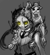 artist:misterskits glowing_eyes marie marie_korbel skeleton skullgirls smoking // 1000x1105 // 649KB