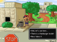 1boy artist:penpal_p burger earthbound eating mother_(series) ness text trash // 2000x1500 // 1.5MB