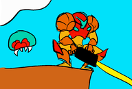 1girl artist:tofuttravesty censored colored metroid metroid_(species) parody pee peeing samus_aran squat // 1078x728 // 24KB