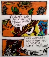 artist:boneax colored comic crossover dialogue dillon dillons_rolling_western ink_drawing knuckles_the_echidna sonic_(series) traditional_medium // 1040x1200 // 2.4MB