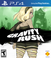 1girl background blonde_hair colored cover dark_skin esrb gravity_rush headband kat logo parody ps4 red_eyes scarf sony text // 734x839 // 506KB