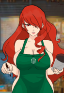 1girl apron artist:victoriamikoto huge_breasts mitsuru_kirijo naked_apron persona persona_3 // 2208x3223 // 2.4MB
