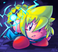 artist:kiwi azure_striker_gunvolt colored crossover gunvolt kirby kirby_(series) // 650x580 // 446KB