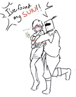 2boys amaterasu crossover dark_souls issun okami personification poncle solaire solaire_of_astora // 1202x1535 // 333KB