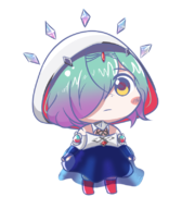 1girl artist:waitingforgames chibi fire_emblem fire_emblem_heroes hood kvasir multicolored_hair parody // 700x800 // 206KB