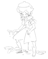 1girl alternate_costume artist:ahfkdy7 detective_peach drip hat magnifying_glass panties princess_peach super_mario // 1081x1334 // 216KB