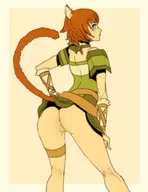 animal_ears ass bottomless catgirl fire_emblem fire_emblem_path_of_radiance from_behind lethe looking_over_shoulder no_pants orange_hair purple_eyes pussy tail // 773x1000 // 255KB