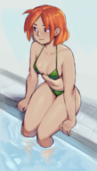 1girl advance_wars artist:dmgboost bikini orange_hair pool sami water // 843x1484 // 735KB