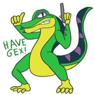 1boy artist:unknown gex gex_(series) text // 600x600 // 118KB