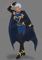 1girl artist:victoriamikoto blue_eyes boots bracelet cape colored earrings elbow_gloves elena gloves grey_hair smile street_fighter wip // 1215x1719 // 3.3MB