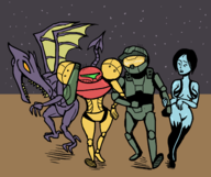 artificial_intelligence colored cortana crossover date halo_(series) master_chief metroid ridley samus_aran // 2306x1930 // 498KB