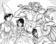 abs artist:baalbuddy axe blush cleavage fuku harem hino-enma huge_breasts nioh okatsu shirtless sideboob william yuki-onna // 1403x1102 // 1.3MB