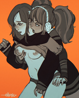 2girls 999 akane_kurashiki artist:ehryel blush breasts clover_field colored fingering groping lick yuri zero_escape // 540x665 // 490KB