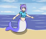 100_orange_juice 1girl artist:goseb90 mermaid nipples watty // 734x618 // 190KB