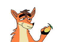 1boy artist:laweaacosadora black_eyes colored crash_bandicoot crash_bandicoot_(series) eating food mspaint wumpa_fruit // 442x328 // 9.6KB
