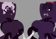 2girls artist:unknown breasts cult_of_the_lamb furry lactation red_crown the_goat the_lamb // 1706x1200 // 431KB