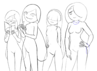 4girls artist:unknown blue_fairy book brave_fairy breasts busy_fairy hand_on_hips looking_at_viewer medium_breasts monochrome poke_all_toads reading sketch small_breasts smile smiling strong_fairy wip // 1639x1200 // 508KB