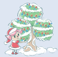 animal_crossing christmas_lights colored female_villager pink_hair santa_outfit short_hair snow three // 552x534 // 285KB
