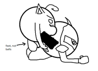 1boy 1girl arrow futanari gloves heart_pupils jigglypuff kirby_(series) mask meta_knight pokemon text // 503x368 // 15KB