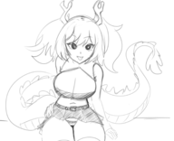 1girl artist:mugichacharlie burnice_white dragon_girl horns panties pigtails tail zenless_zone_zero // 1363x1106 // 383KB