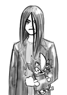 1boy hatred long_hair monochrome not_important plush shadow_the_hedgehog sonic_(series) sonic_the_hedgehog // 917x1293 // 470KB