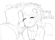 1boy 1girl artist:rommi balls blush boxers eyes_closex lan_hikari mayl_sakurai mega_man_(series) mega_man_battle_network monochrome penis penis_on_face sketch text // 1056x772 // 328KB