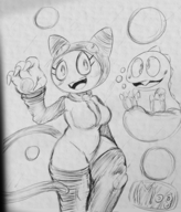 1boy 1girl artist:LizardFungus bub bubble_bobble mog sketch traditional_medium // 1674x1961 // 2.4MB