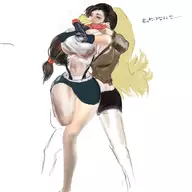 artist:tifa_poster cleavage crossover final_fantasy final_fantasy_vii huge_breasts rwby tifa_lockhart yang_xiao_long // 2048x2048 // 379KB