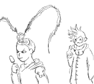 crossover dynasty_warriors eating ice_cream kingdom_hearts lu_bu monochrome roxas // 678x607 // 57KB