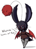 1girl artist:SketchSuke bottomless bra breasts final_fantasy glasses hair moogle socks stockings striped_stockings thigh_highs wings // 794x1076 // 48KB