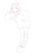 1girl cagliostro chicken costume granblue_fantasy lineart pose tongue // 900x1288 // 168KB