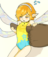 1boy 1girl artist:HinaZ0 blush eyes_closed fairy finger gallica masturbation metaphor_refantazio moaning orange_hair redhead sweat sweating swimsuit // 850x1000 // 118KB