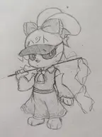 1girl anthro artist:unknown bunny cosplay furry hat jenny_jeungman monochrome rabbit rabbit_girl reimu_hakurei sketch touhou traditional_medium // 3000x4000 // 2.8MB