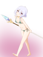1girl artist:zeniselv bikini kokkoro princess_connect!_re_dive sling_bikini staff // 1486x1982 // 943KB