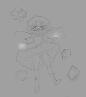 1girl artist:unknown cameltoe monochrome panties plushie pussy sketch sumireko_usami touhou upskirt // 2185x2483 // 576KB