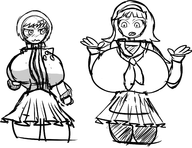 2girls breast_envy chie_satonaka huge_breasts persona_(series) persona_4 shin_megami_tensei yukiko_amagi // 2528x1944 // 1021KB
