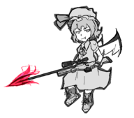 1girl artist:esao303 harpoon hat remilia_scarlet touhou wings // 578x510 // 23KB