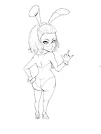 1girl 2019_easter_collab artist:szeroartist bunny_ears bunny_girl bunny_suit collab easter easter_collab glasses leotard lineart looking_back sexy_silvia short_hair viewtiful_joe wip // 1668x2224 // 251KB