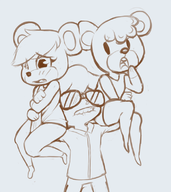 animal_crossing furry lifting monochrome villagers // 700x784 // 256KB