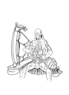 1boy artist:scorndude crossover instrument monochrome raft scorn scorn_guy sitting tchia ukulele wip // 3663x5022 // 1.6MB