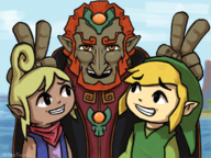 1girl 2boys artist:pureo2 colored ganondorf hat link pointy_ears tetra the_legend_of_zelda wind_waker // 1200x900 // 1.6MB