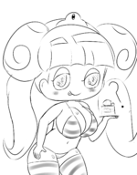 1girl artist:skeleton bikini blush cake cameltoe demandi food thigh_highs tongue twintails yo-kai_watch yo-kai_watch_3 // 1250x1600 // 378KB