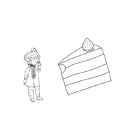 1girl artist:mistershu cake eating final_fantasy final_fantasy_xiv tataru_taru // 2500x2500 // 69KB