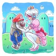 artist:mako cosplay mario nier nier_automata princess_peach robot super_crown yorha_no._2_type_b // 1000x1000 // 468KB