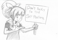 1girl artist:babazul bow mega_man_(series) meta ponytail robot_girl roll sign smile text traditional_medium // 969x666 // 396KB