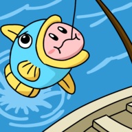 2boys artist:bonitanon fishing kine kirby kirby_(series) // 600x600 // 156KB