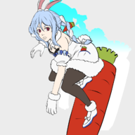 1girl carrot colored hololive parody surfing usada_pekora virtual_youtuber // 1200x1200 // 375KB