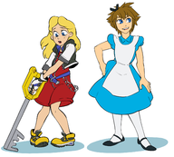 alice alice_in_wonderland artist:bunnox colored cosplay crossdressing disney keyblade kingdom_hearts outfit_swap sora // 1457x1316 // 481KB